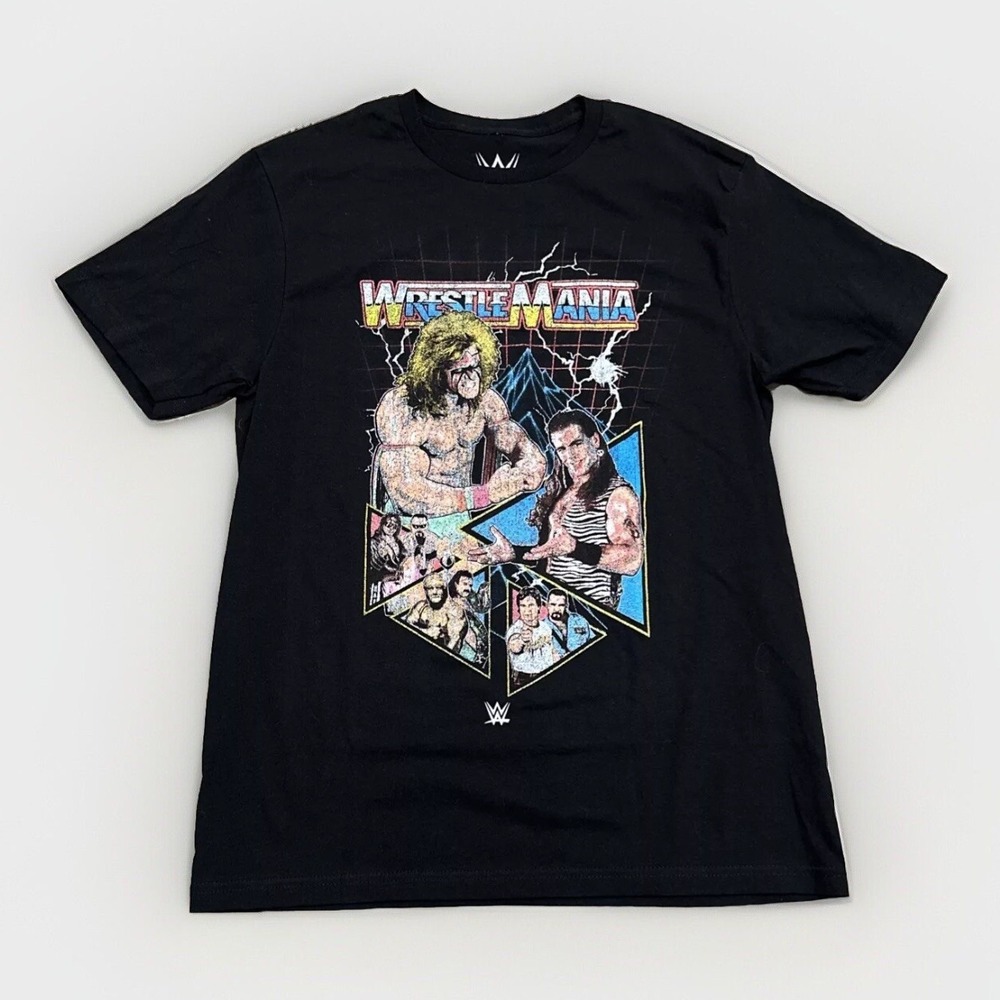 WWE WrestleMania Retro Legends T Shirt Mens M Ultimate Warrior Bret Hart 2024